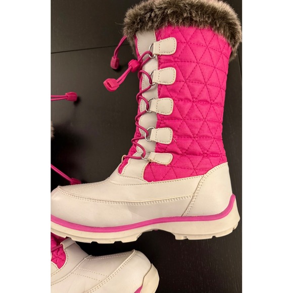 Lands' End Girls Insulated Tall Snow Winter Boots Size 3 Gray/Pink Waterproof - Picture 7 of 15
